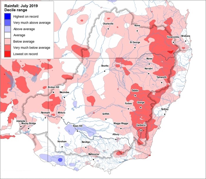 Rainfall deciles: July 2019