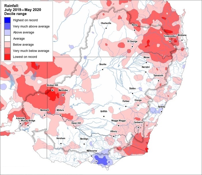 Rainfall deciles: July 2019–May 2020