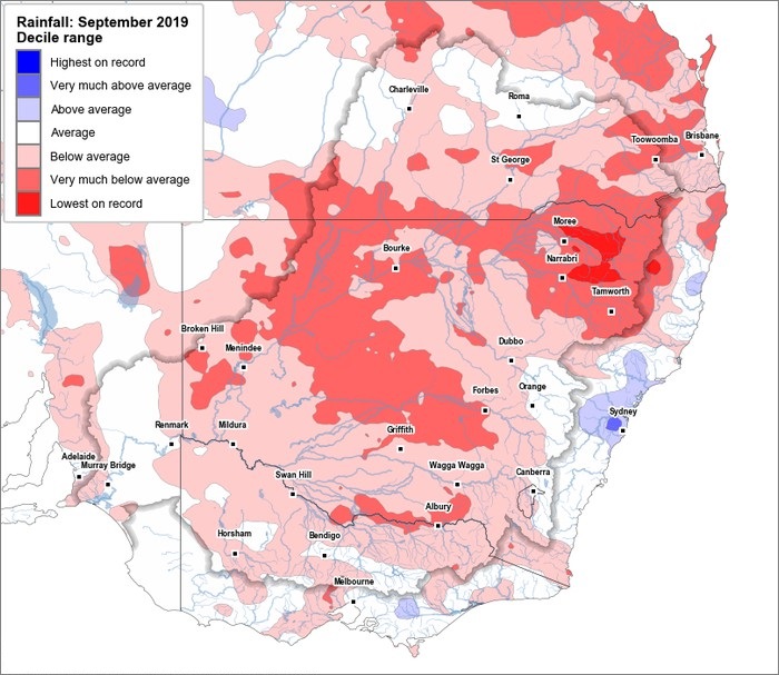 Rainfall deciles: September 2019