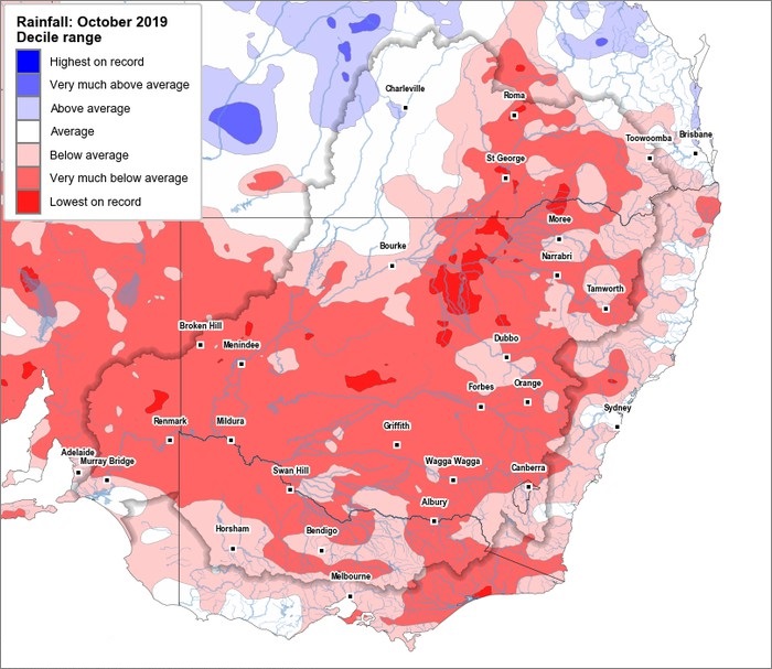 Rainfall deciles: October 2019