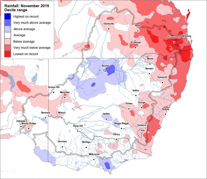 Rainfall deciles: November 2019