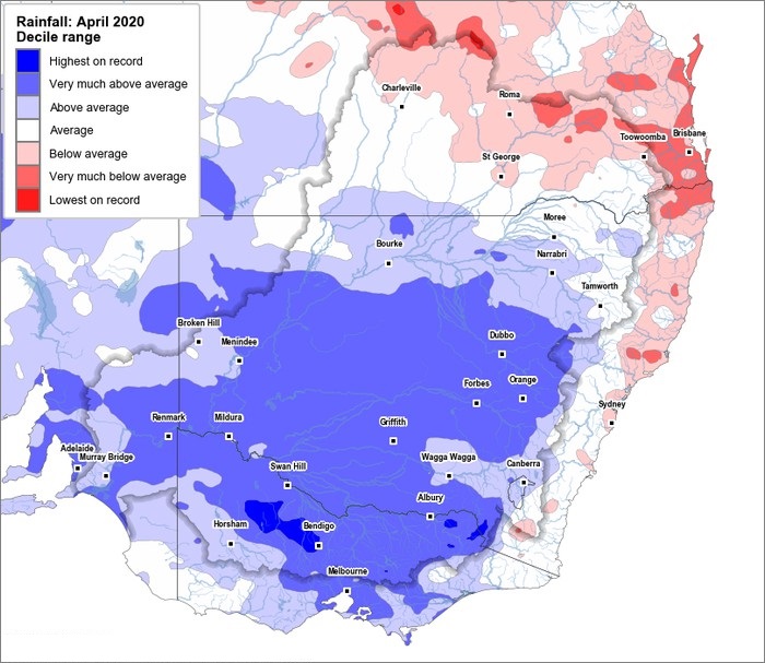 Rainfall deciles: April 2019