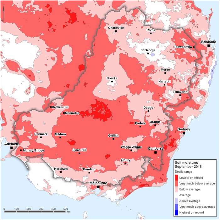 Soil moisture deciles: September 2018