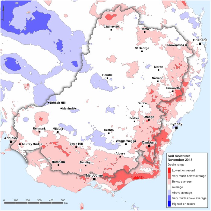 Soil moisture deciles: November 2018