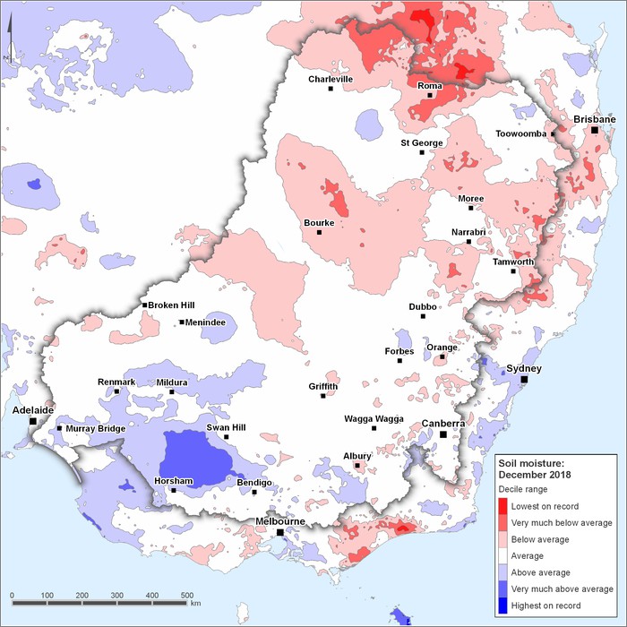 Soil moisture deciles: December 2018