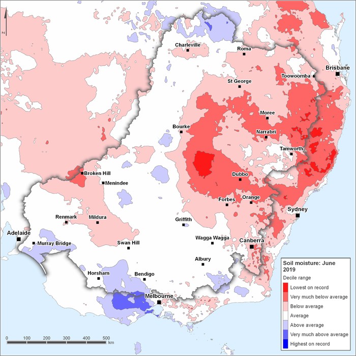 Soil moisture deciles: June 2019
