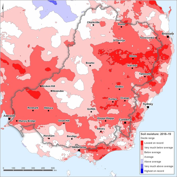 Soil moisture deciles: 2018–2019