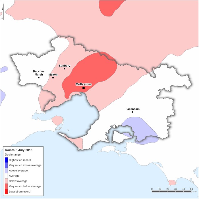 Rainfall deciles: July 2018