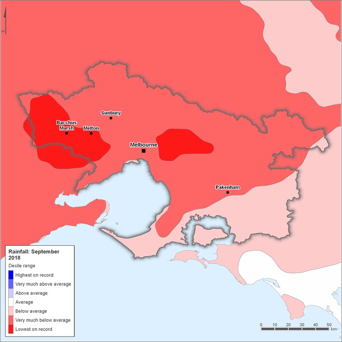 Rainfall deciles: September 2018