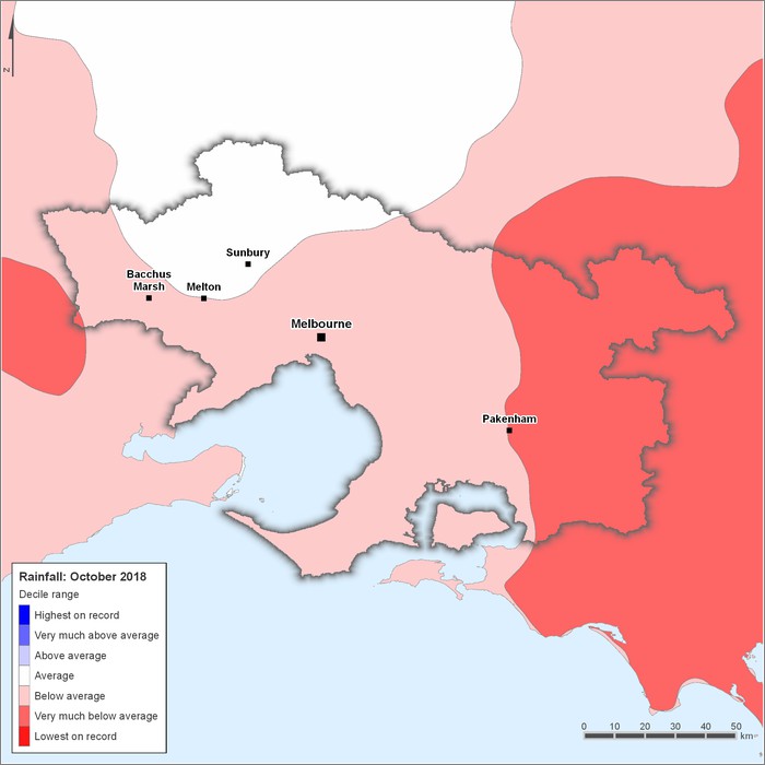 Rainfall deciles: October 2018