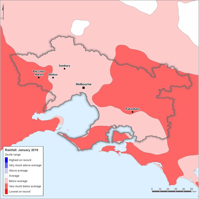 Rainfall deciles: January 2019