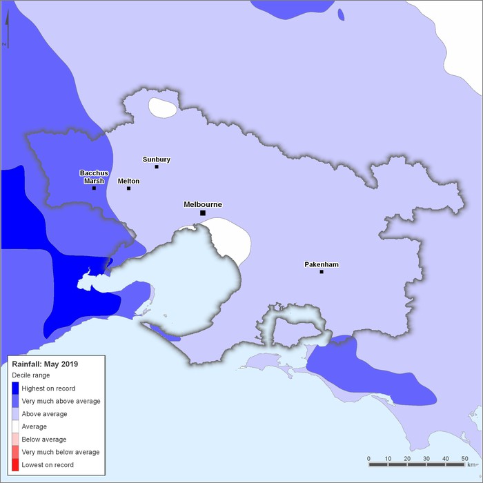 Rainfall deciles: May 2019