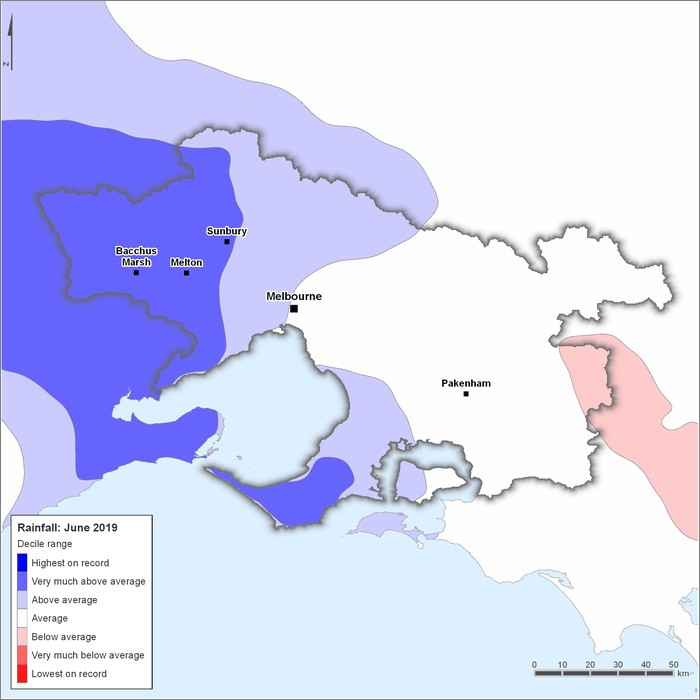 Rainfall deciles: June 2019