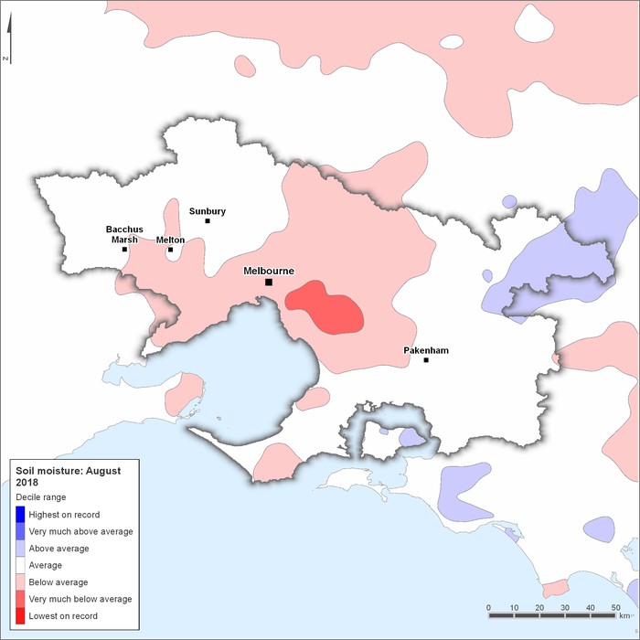 Soil moisture deciles: August 2018