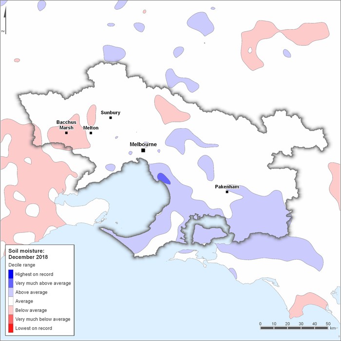Soil moisture deciles: December 2018