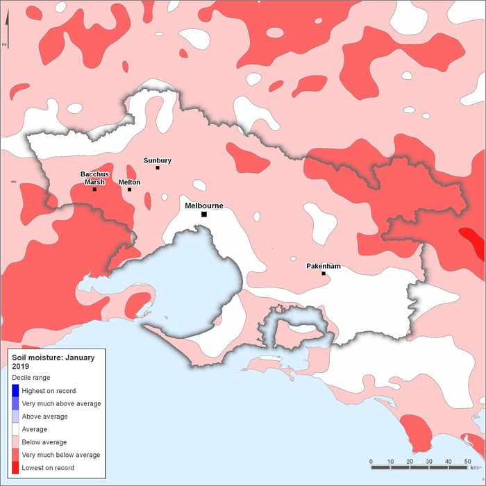 Soil moisture deciles: January 2019