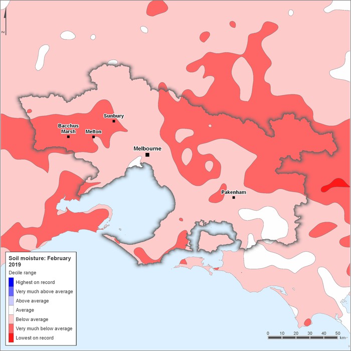 Soil moisture deciles: February 2019