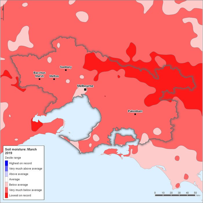 Soil moisture deciles: March 2019