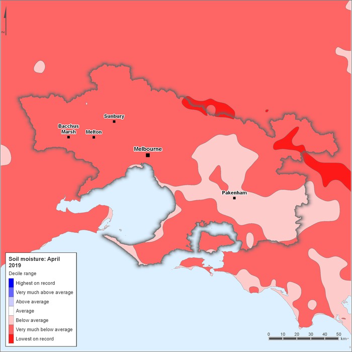 Soil moisture deciles: April 2019