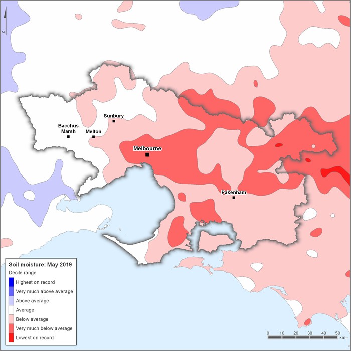 Soil moisture deciles: May 2019