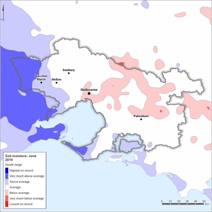 Soil moisture deciles: June 2019