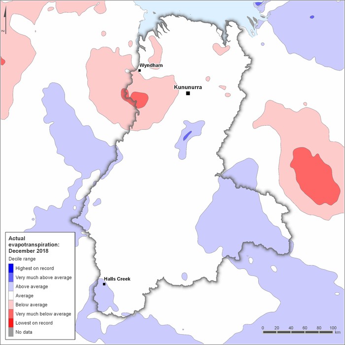 Actual evapotranspiration deciles: December 2018