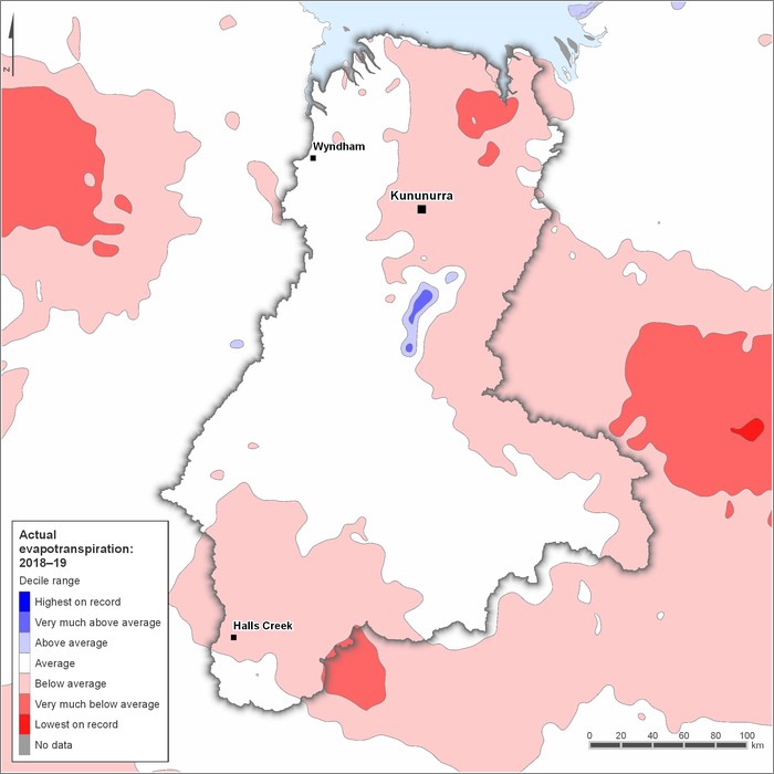 Actual evapotranspiration deciles: 2018–2019