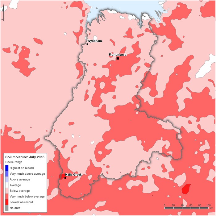 Soil moisture deciles: July 2018