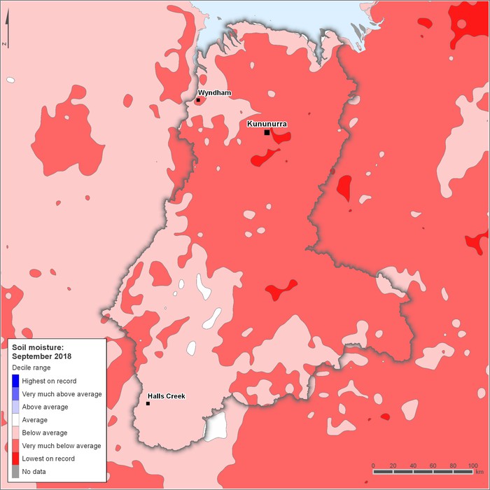 Soil moisture deciles: September 2018