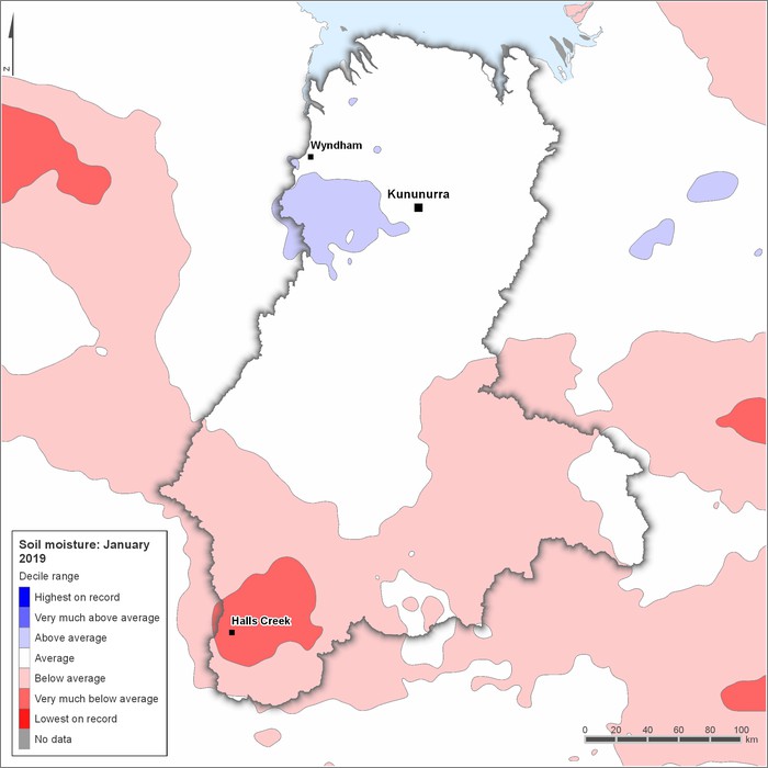 Soil moisture deciles: January 2019