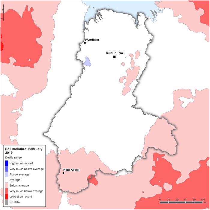 Soil moisture deciles: February 2019