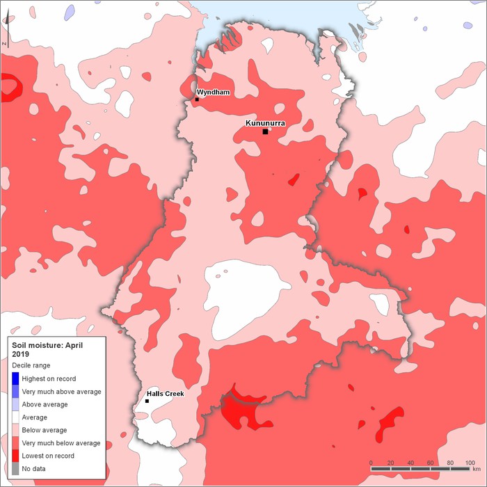 Soil moisture deciles: April 2019
