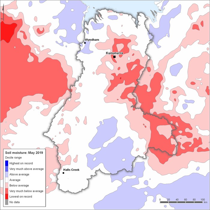 Soil moisture deciles: May 2019