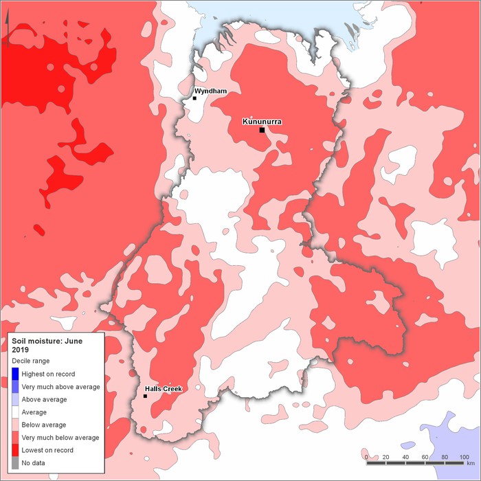 Soil moisture deciles: June 2019