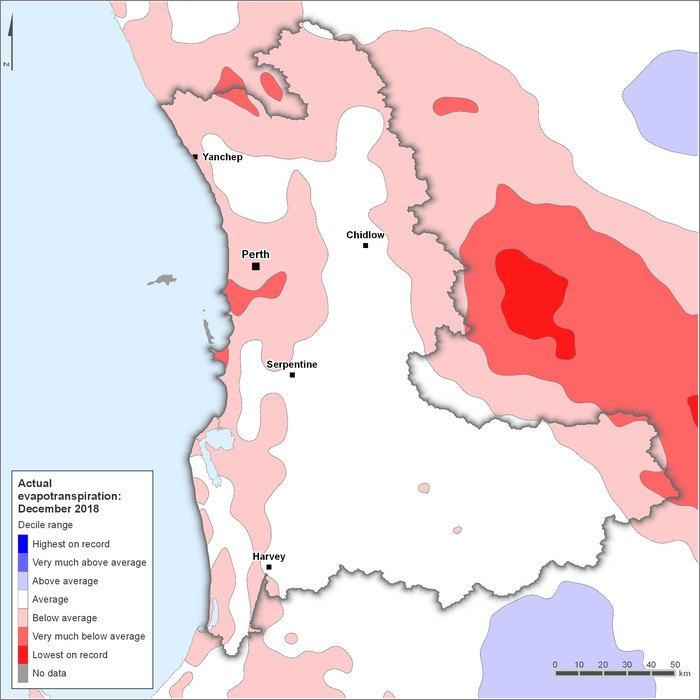 Actual evapotranspiration deciles: December 2018