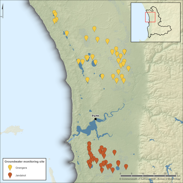Map showing sites where Ministerial criteria have been set for groundwater levels