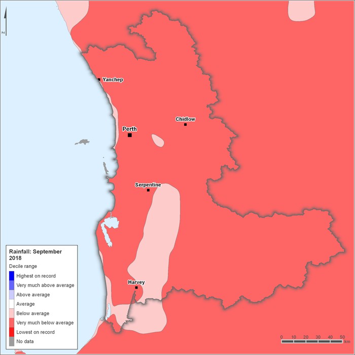 Rainfall deciles: September 2018