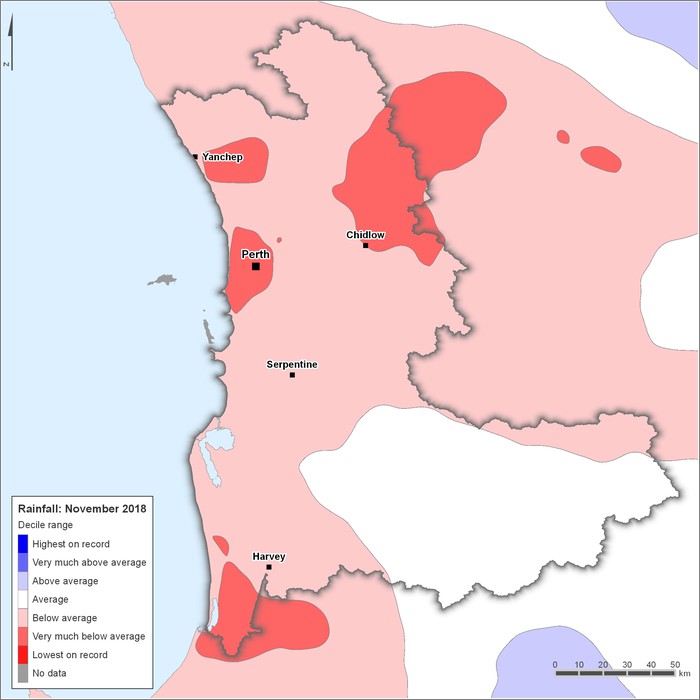 Rainfall deciles: November 2018