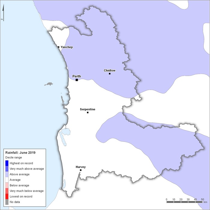 Rainfall deciles: June 2019
