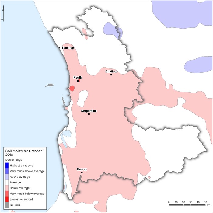 Soil moisture deciles: October 2018