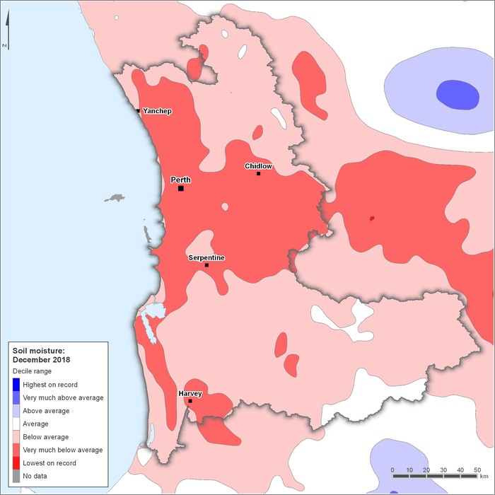 Soil moisture deciles: December 2018