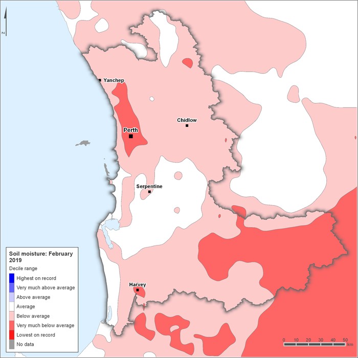 Soil moisture deciles: February 2019