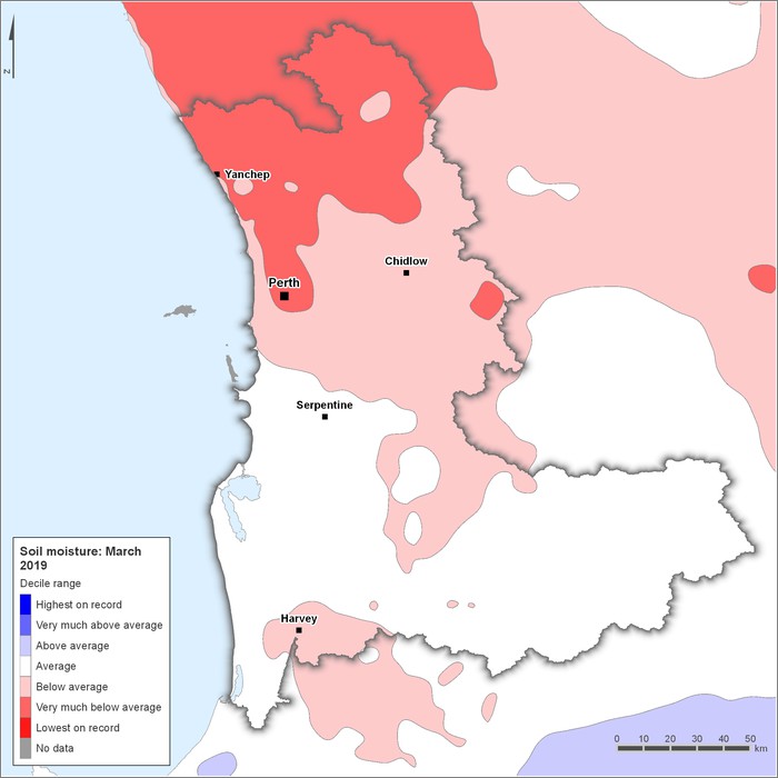 Soil moisture deciles: March 2019