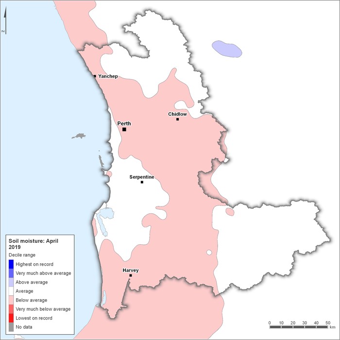 Soil moisture deciles: April 2019