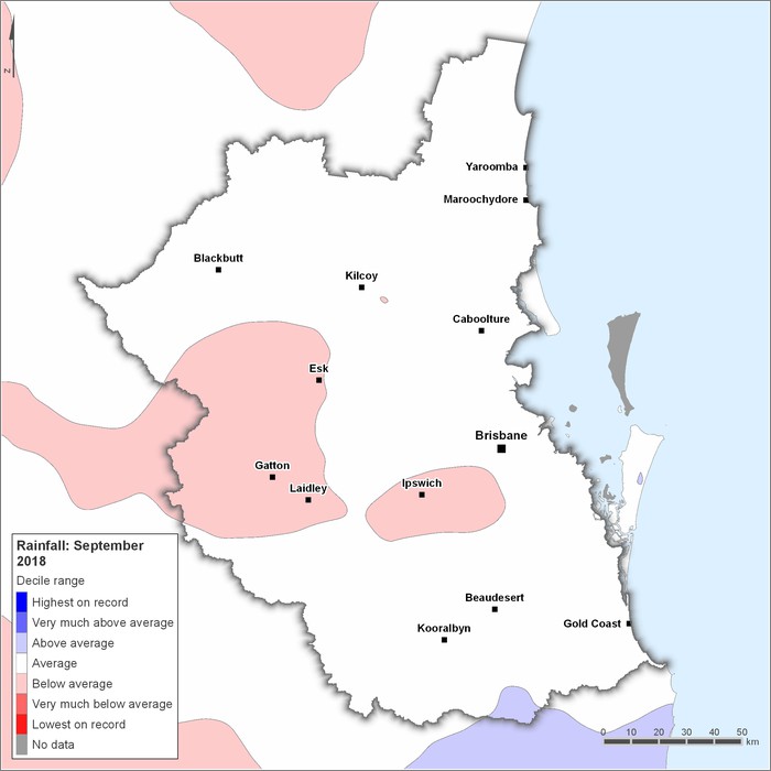 Rainfall deciles: September 2018
