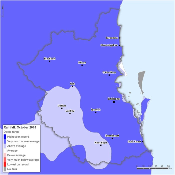 Rainfall deciles: October 2018