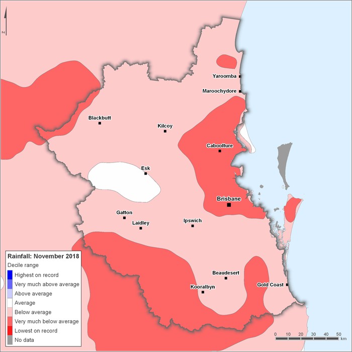 Rainfall deciles: November 2018