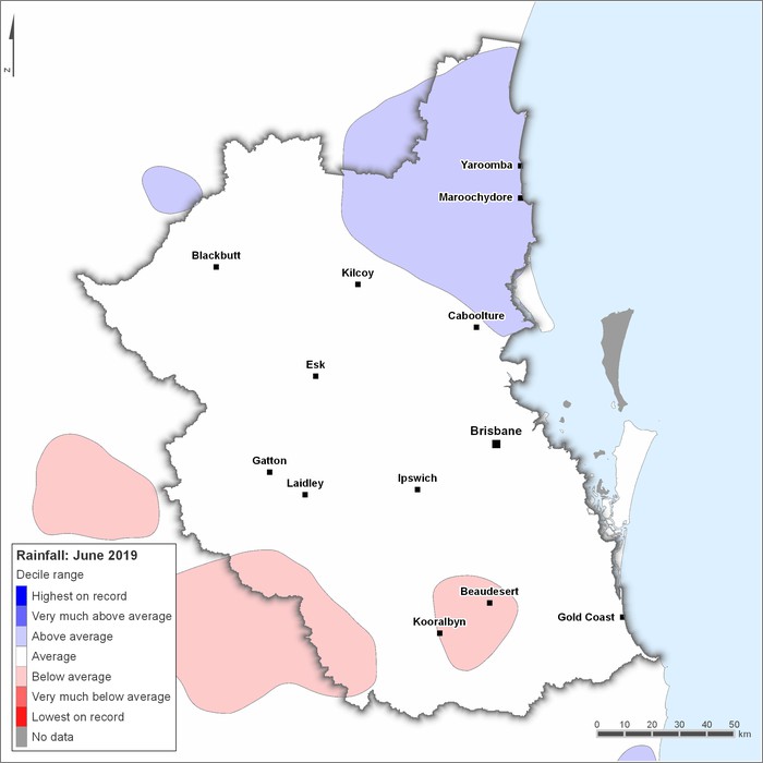Rainfall deciles: June 2019