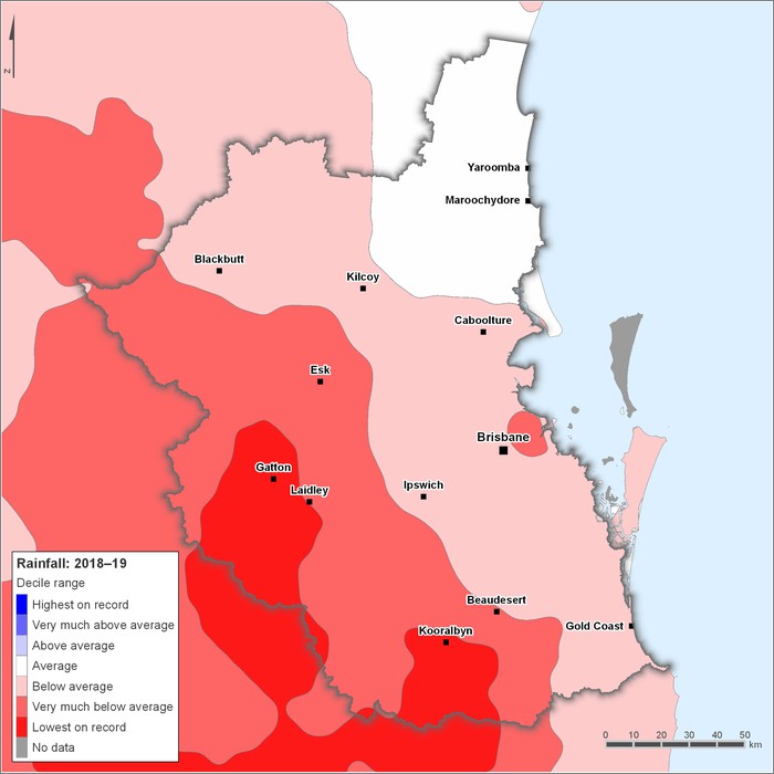 Rainfall deciles: 2018–2019