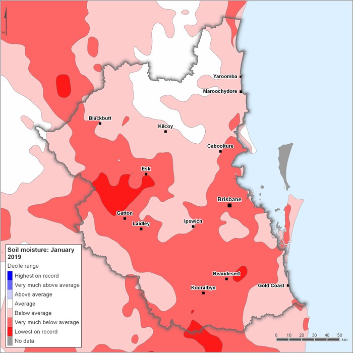Soil moisture deciles: January 2019